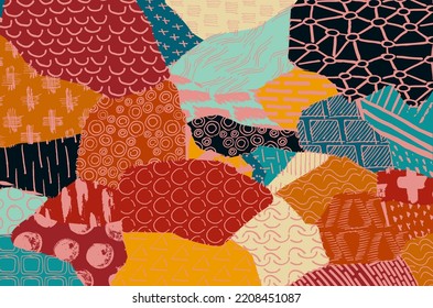 Abstract black strokes, Hand sketched Vector Pattern. Retro abstract pattern in geometric style. Abstract multicolored geometric pattern.	
