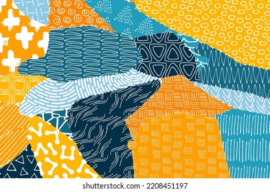 Abstract black strokes, Hand sketched Vector Pattern. Retro abstract pattern in geometric style. Abstract multicolored geometric pattern.	
