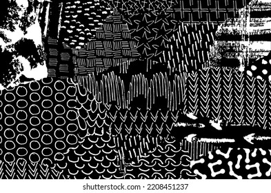 Abstract black strokes, Hand sketched Vector Pattern. Retro abstract pattern in geometric style. Abstract multicolored geometric pattern.	
