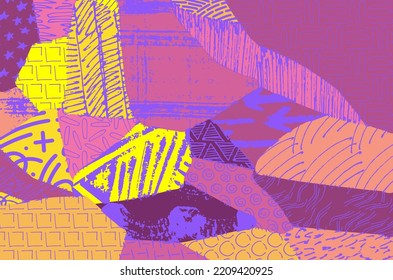 Abstract black strokes, Hand sketched Vector Pattern. Retro abstract pattern in geometric style. Abstract multicolored geometric pattern.	
