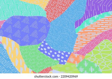 Abstract black strokes, Hand sketched Vector Pattern. Retro abstract pattern in geometric style. Abstract multicolored geometric pattern.	
