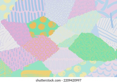 Abstract black strokes, Hand sketched Vector Pattern. Retro abstract pattern in geometric style. Abstract multicolored geometric pattern.	
