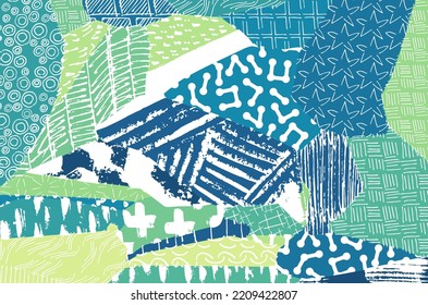 Abstract black strokes, Hand sketched Vector Pattern. Retro abstract pattern in geometric style. Abstract multicolored geometric pattern.	
