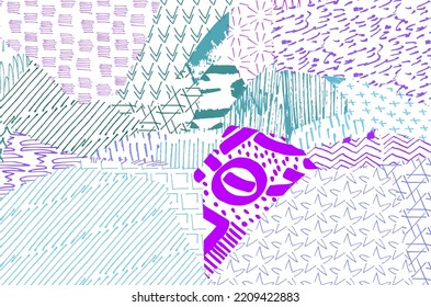 Abstract black strokes, Hand sketched Vector Pattern. Retro abstract pattern in geometric style. Abstract multicolored geometric pattern.	
