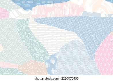 Abstrakte schwarze Striche, handgezeichnete Vektormuster. Retro abstraktes Muster im geometrischen Stil. Abstraktes, mehrfarbiges geometrisches Muster.	

