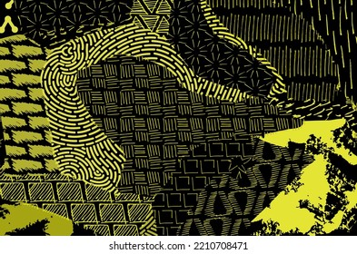 Abstract black strokes, Hand sketched Vector Pattern. Retro abstract pattern in geometric style. Abstract multicolored geometric pattern.	
