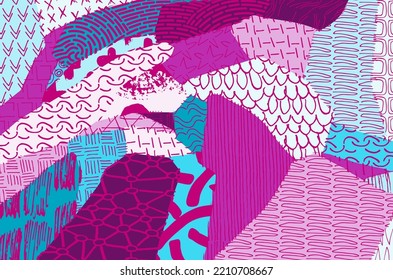 Abstract black strokes, Hand sketched Vector Pattern. Retro abstract pattern in geometric style. Abstract multicolored geometric pattern.	

