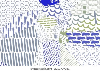 Abstract black strokes, Hand sketched Vector Pattern. Retro abstract pattern in geometric style. Abstract multicolored geometric pattern.	