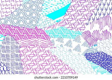 Abstract black strokes, Hand sketched Vector Pattern. Retro abstract pattern in geometric style. Abstract multicolored geometric pattern.	