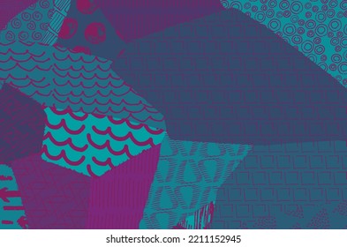 Abstract black strokes, Hand sketched Vector Pattern. Retro abstract pattern in geometric style. Abstract multicolored geometric pattern.	
