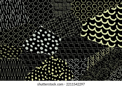 Abstract black strokes, Hand sketched Vector Pattern. Retro abstract pattern in geometric style. Abstract multicolored geometric pattern.	
