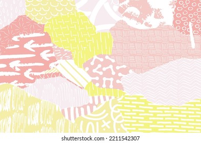 Abstract black strokes, Hand sketched Vector Pattern. Retro abstract pattern in geometric style. Abstract multicolored geometric pattern.	
