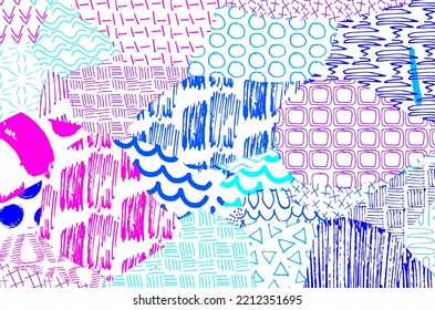 Abstract black strokes, Hand sketched Vector Pattern. Retro abstract pattern in geometric style. Abstract multicolored geometric pattern.	
