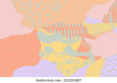 Abstract black strokes, Hand sketched Vector Pattern. Retro abstract pattern in geometric style. Abstract multicolored geometric pattern.	
