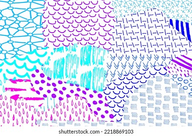 Abstract black strokes, Hand sketched Vector Pattern. Retro abstract pattern in geometric style. Abstract multicolored geometric pattern.	