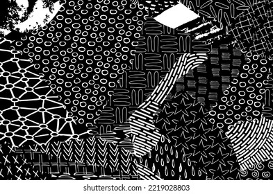 Abstract black strokes, Hand sketched Vector Pattern. Retro abstract pattern in geometric style. Abstract multicolored geometric pattern.	
