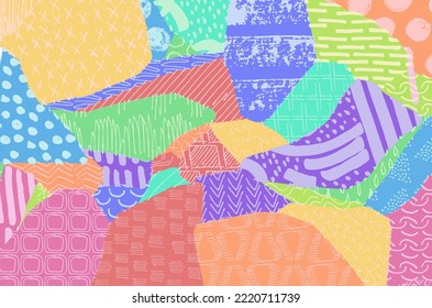 Abstract black strokes, Hand sketched Vector Pattern. Retro abstract pattern in geometric style. Abstract multicolored geometric pattern.	
