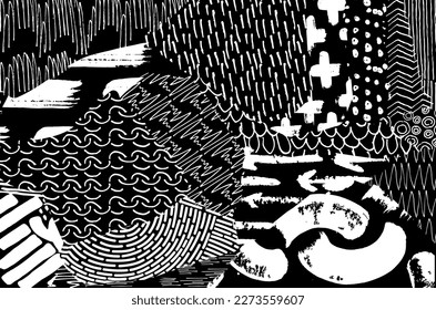 Abstract black strokes, Hand sketched Vector Pattern. Retro abstract pattern in geometric style. Abstract multicolored geometric pattern.	
