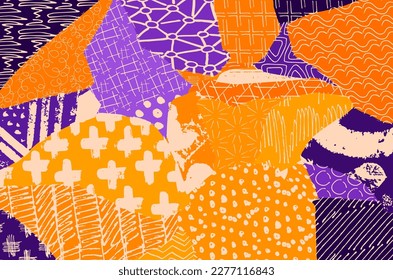 Abstract black strokes, Hand sketched Vector Pattern. Retro abstract pattern in geometric style. Abstract multicolored geometric pattern.	