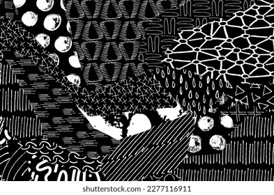 Abstract black strokes, Hand sketched Vector Pattern. Retro abstract pattern in geometric style. Abstract multicolored geometric pattern.	