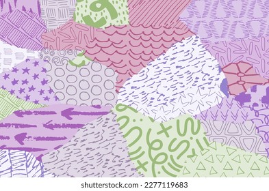 Abstract black strokes, Hand sketched Vector Pattern. Retro abstract pattern in geometric style. Abstract multicolored geometric pattern.	
