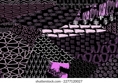 Abstract black strokes, Hand sketched Vector Pattern. Retro abstract pattern in geometric style. Abstract multicolored geometric pattern.	
