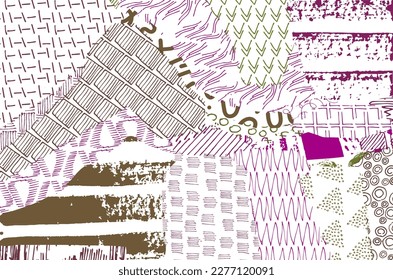Abstract black strokes, Hand sketched Vector Pattern. Retro abstract pattern in geometric style. Abstract multicolored geometric pattern.	
