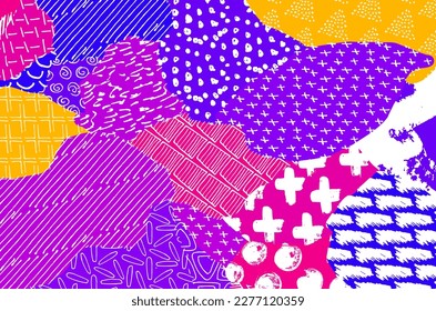 Abstract black strokes, Hand sketched Vector Pattern. Retro abstract pattern in geometric style. Abstract multicolored geometric pattern.	
