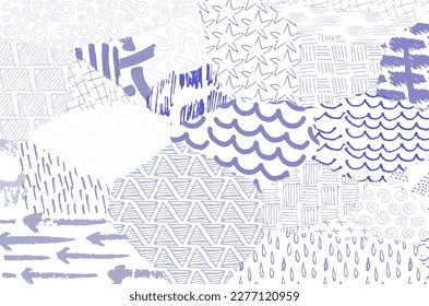 Abstract black strokes, Hand sketched Vector Pattern. Retro abstract pattern in geometric style. Abstract multicolored geometric pattern.	
