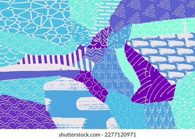 Abstract black strokes, Hand sketched Vector Pattern. Retro abstract pattern in geometric style. Abstract multicolored geometric pattern.	
