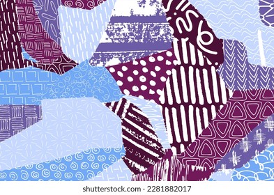 Abstract black strokes, Hand sketched Vector Pattern. Retro abstract pattern in geometric style. Abstract multicolored geometric pattern.	
