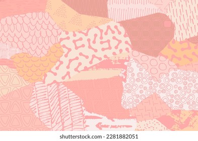 Abstract black strokes, Hand sketched Vector Pattern. Retro abstract pattern in geometric style. Abstract multicolored geometric pattern.	
