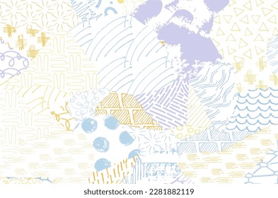 Abstract black strokes, Hand sketched Vector Pattern. Retro abstract pattern in geometric style. Abstract multicolored geometric pattern.	
