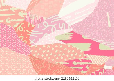 Abstract black strokes, Hand sketched Vector Pattern. Retro abstract pattern in geometric style. Abstract multicolored geometric pattern.	
