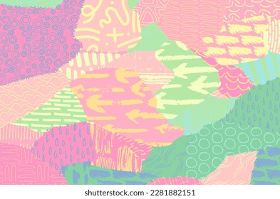 Abstract black strokes, Hand sketched Vector Pattern. Retro abstract pattern in geometric style. Abstract multicolored geometric pattern.	
