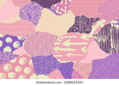 Abstract black strokes, Hand sketched Vector Pattern. Retro abstract pattern in geometric style. Abstract multicolored geometric pattern.	
