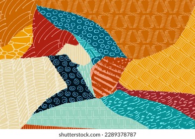 Abstract black strokes, Hand sketched Vector Pattern. Retro abstract pattern in geometric style. Abstract multicolored geometric pattern.	
