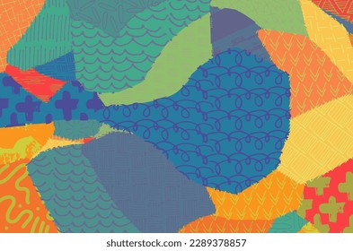 Abstract black strokes, Hand sketched Vector Pattern. Retro abstract pattern in geometric style. Abstract multicolored geometric pattern.	
