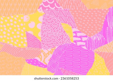 Abstract black strokes, Hand sketched Vector Pattern. Retro abstract pattern in geometric style. Abstract multicolored geometric pattern.	

