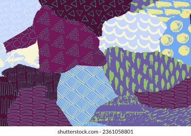 Abstract black strokes, Hand sketched Vector Pattern. Retro abstract pattern in geometric style. Abstract multicolored geometric pattern.	
