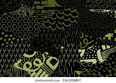 Abstract black strokes, Hand sketched Vector Pattern. Retro abstract pattern in geometric style. Abstract multicolored geometric pattern.	
