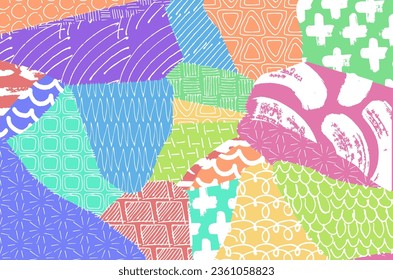 Abstract black strokes, Hand sketched Vector Pattern. Retro abstract pattern in geometric style. Abstract multicolored geometric pattern.	
