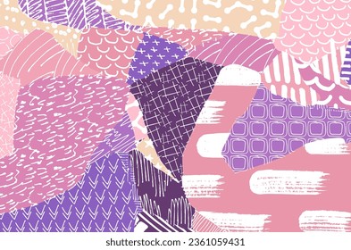 Abstract black strokes, Hand sketched Vector Pattern. Retro abstract pattern in geometric style. Abstract multicolored geometric pattern.	
