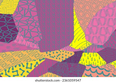 Abstract black strokes, Hand sketched Vector Pattern. Retro abstract pattern in geometric style. Abstract multicolored geometric pattern.	
