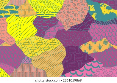 Abstract black strokes, Hand sketched Vector Pattern. Retro abstract pattern in geometric style. Abstract multicolored geometric pattern.	
