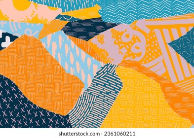 Abstract black strokes, Hand sketched Vector Pattern. Retro abstract pattern in geometric style. Abstract multicolored geometric pattern.	
