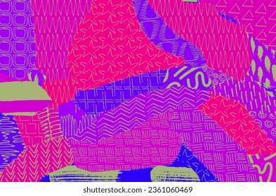 Abstract black strokes, Hand sketched Vector Pattern. Retro abstract pattern in geometric style. Abstract multicolored geometric pattern.	
