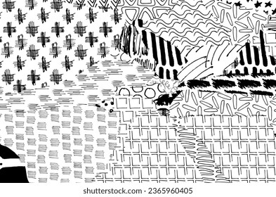 Abstract black strokes, Hand sketched Vector Pattern. Abstract background in geometric style. Abstract multicolored geometric pattern	
