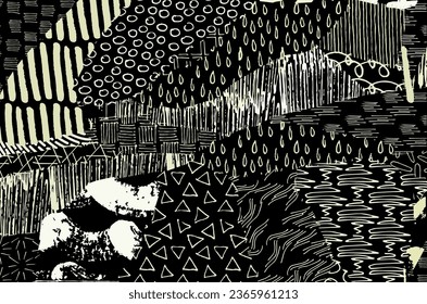 Abstract black strokes, Hand sketched Vector Pattern. Abstract background in geometric style. Abstract multicolored geometric pattern	
