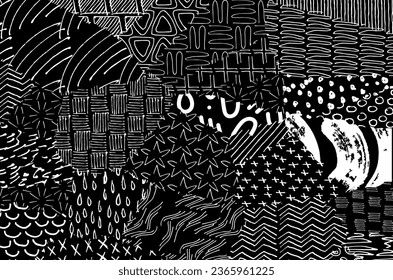 Abstract black strokes, Hand sketched Vector Pattern. Abstract background in geometric style. Abstract multicolored geometric pattern	
